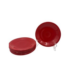 Fiesta Ware Scarlet Red Salad Plates Set of 6 Vtg Homer Laughlin Co USA Dessert